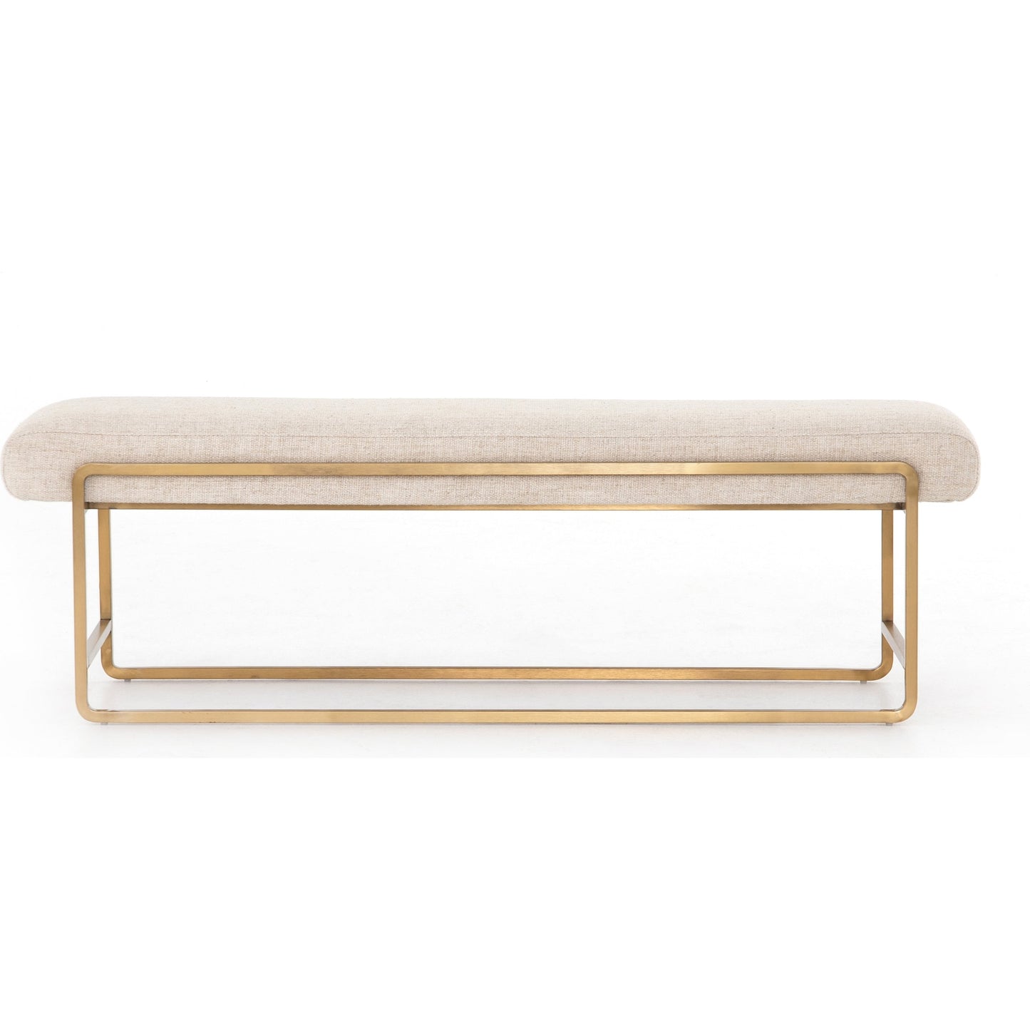 021 SR-810021 | Additional Silo | Sled Bench by Four Hands in thames cream. Made from 66% polyester, 19% acrylic, 15% flax, linen, stainless steel, poplar plywood in a modern style.