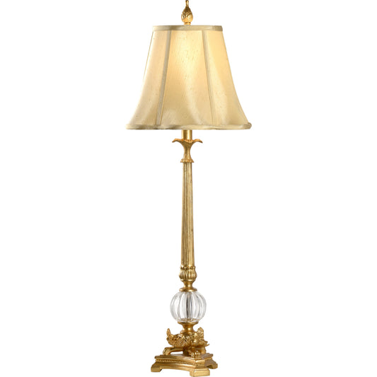 Floating Ball Lamp by Wildwood in antique gold patina, clear. Made from brass in a traditional style.