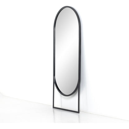 Dawson Floor Mirror by Four Hands in matte black. Made from iron, mirror in a modern style.