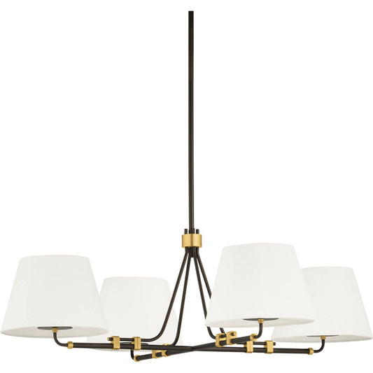 Crown Heights Chandelier by Hudson Valley in aged brass, distressed bronze. Made from unique in a transitional style.