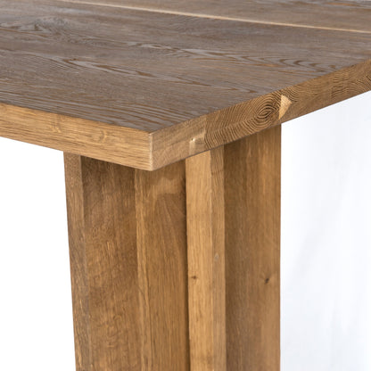 Erie Bar Table by Four Hands in dark smoked oak. Made from solid oak in a rustic style.