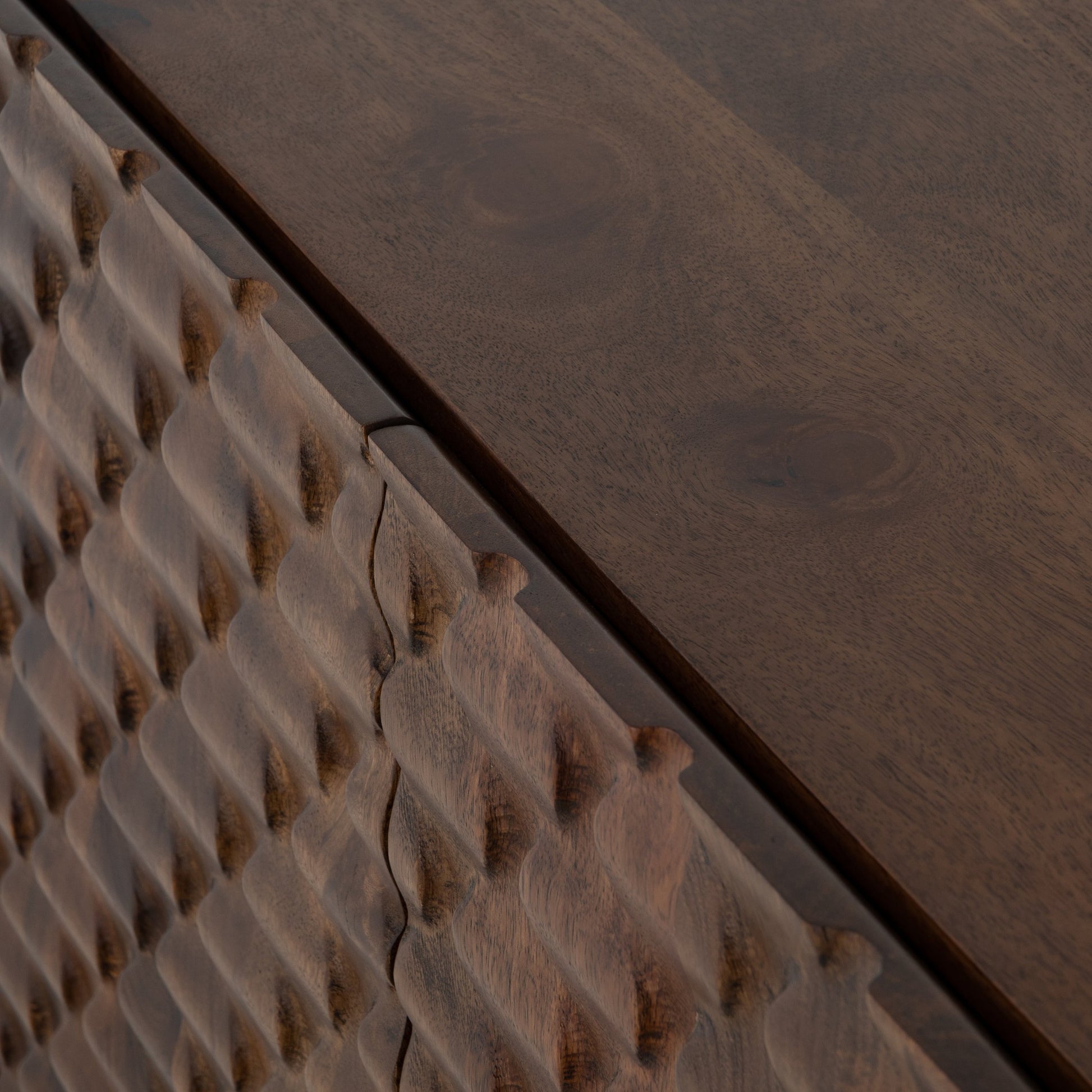 Rio Sideboard by Four Hands in round cut white wash, antique brass, white wash mango. Made from solid mango, iron in a eclectic & global style.