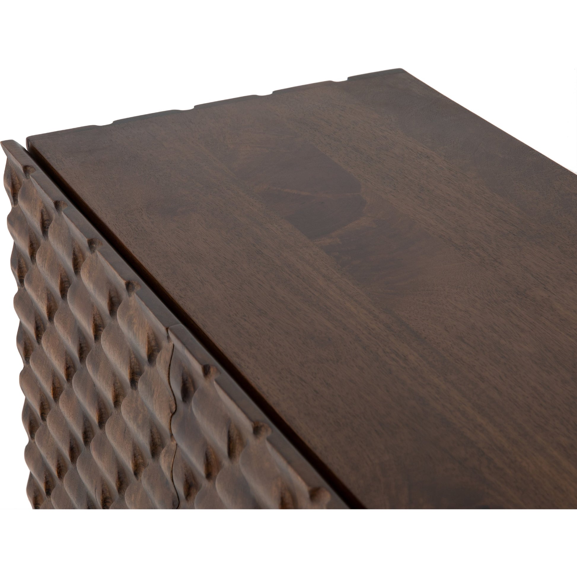 Rio Sideboard by Four Hands in round cut white wash, antique brass, white wash mango. Made from solid mango, iron in a eclectic & global style.