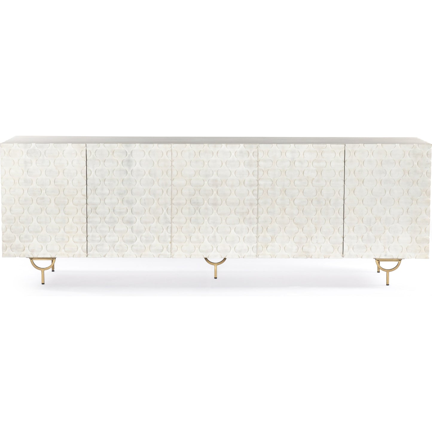 003 SI-1798137 | Additional Silo | Rio Sideboard by Four Hands in round cut white wash, antique brass, white wash mango. Made from solid mango, iron in a eclectic & global style.