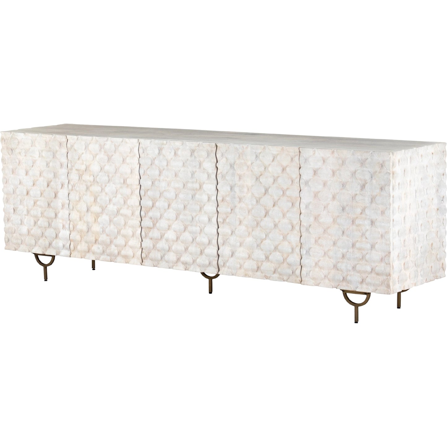 001 SI-1798137 | Additional Silo | Rio Sideboard by Four Hands in round cut white wash, antique brass, white wash mango. Made from solid mango, iron in a eclectic & global style.