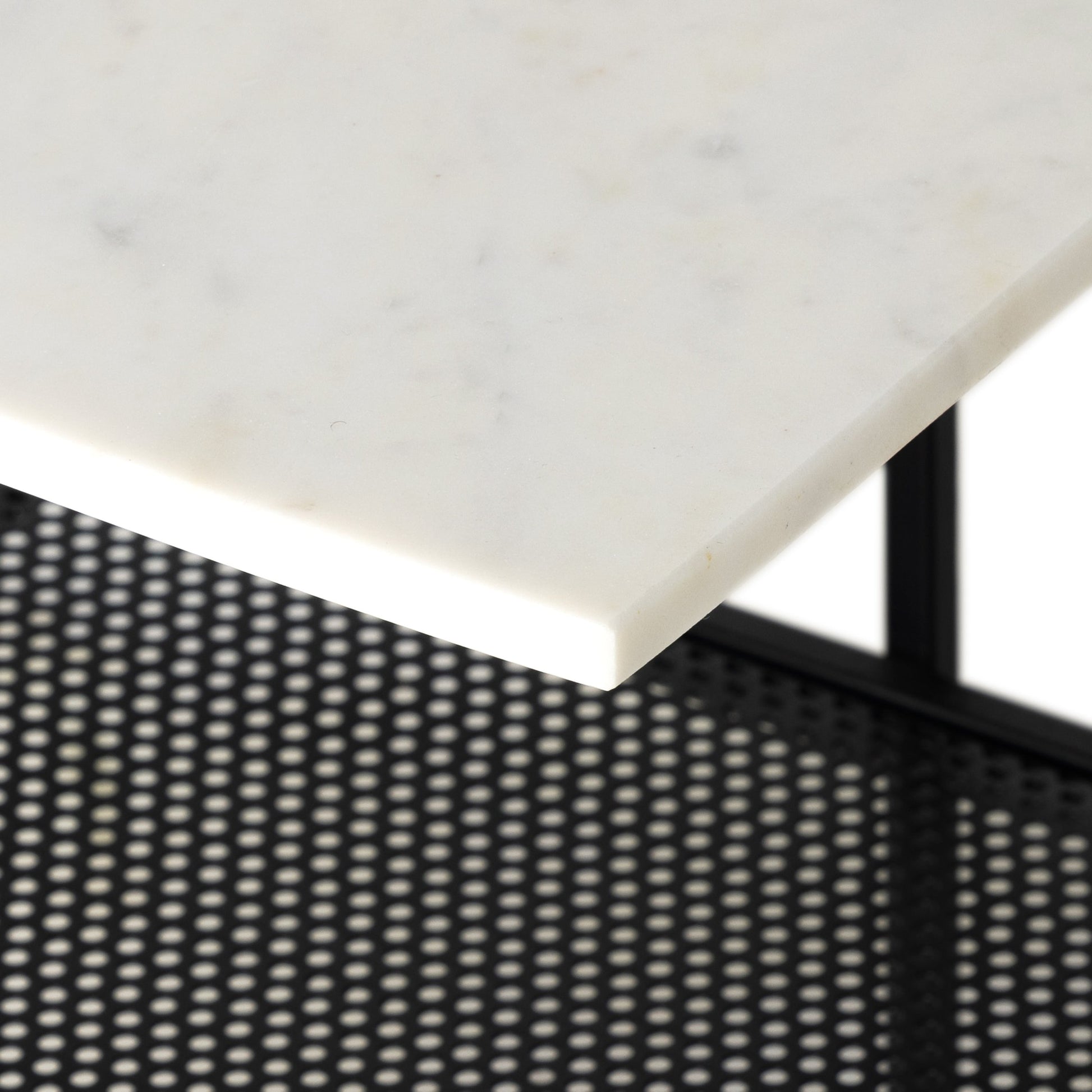 Olivia Nightstand by Four Hands in antique brass, polished white marble. Made from iron, solid marble in a modern style.