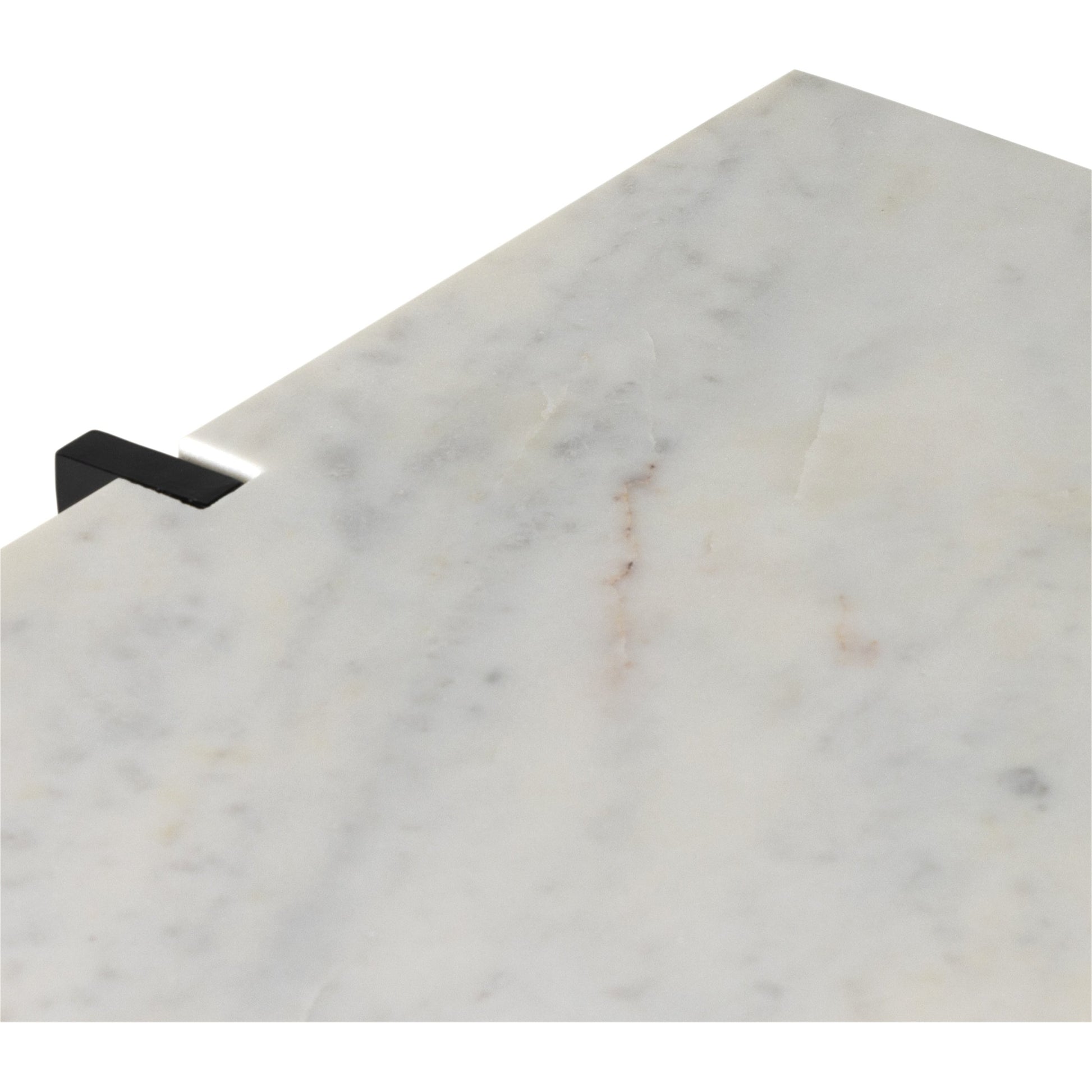 Olivia Nightstand by Four Hands in antique brass, polished white marble. Made from iron, solid marble in a modern style.