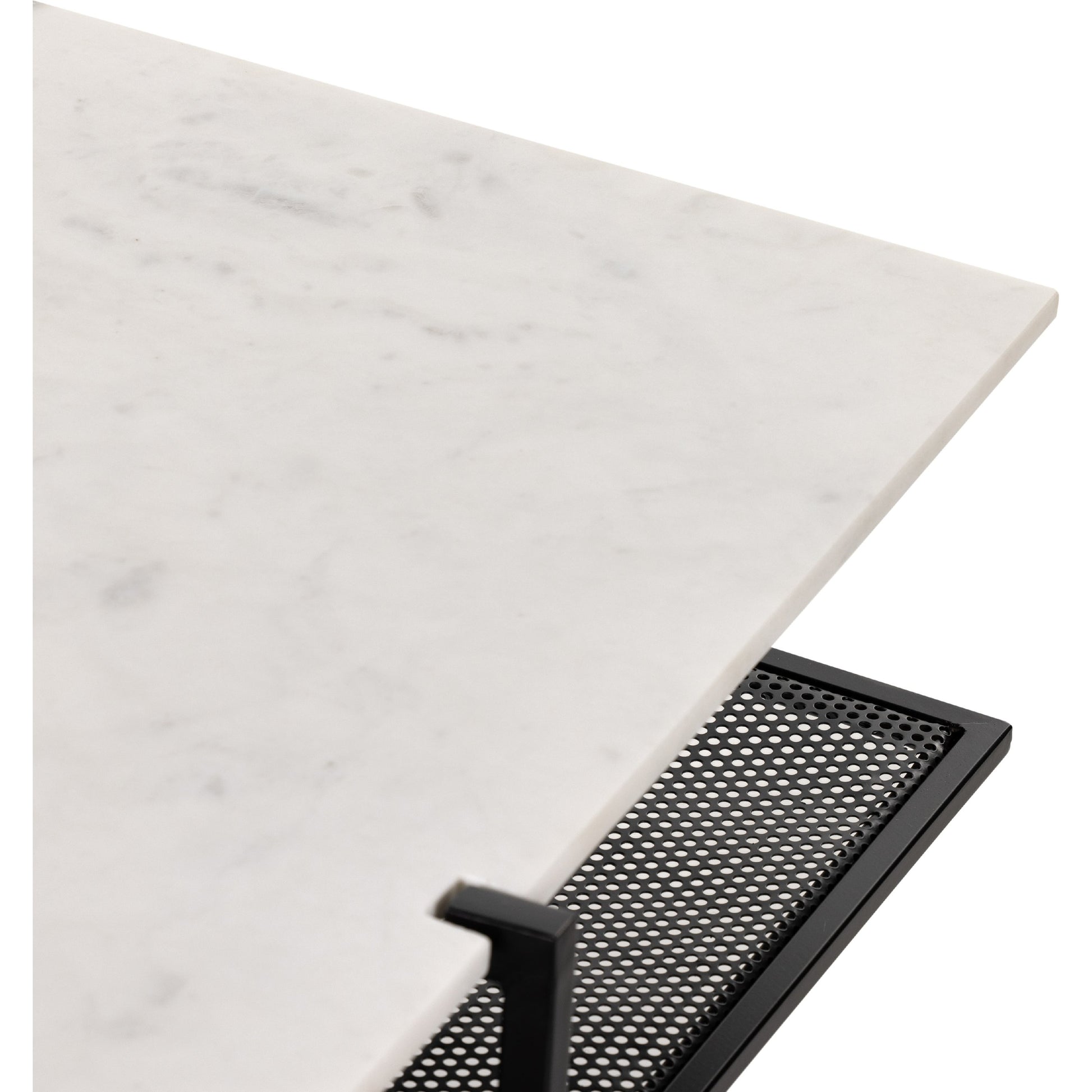 Olivia Square Coffee Table by Four Hands in antique brass, polished white marble and antique brass. Made from solid marble, iron, engineered hardwood in a modern style.