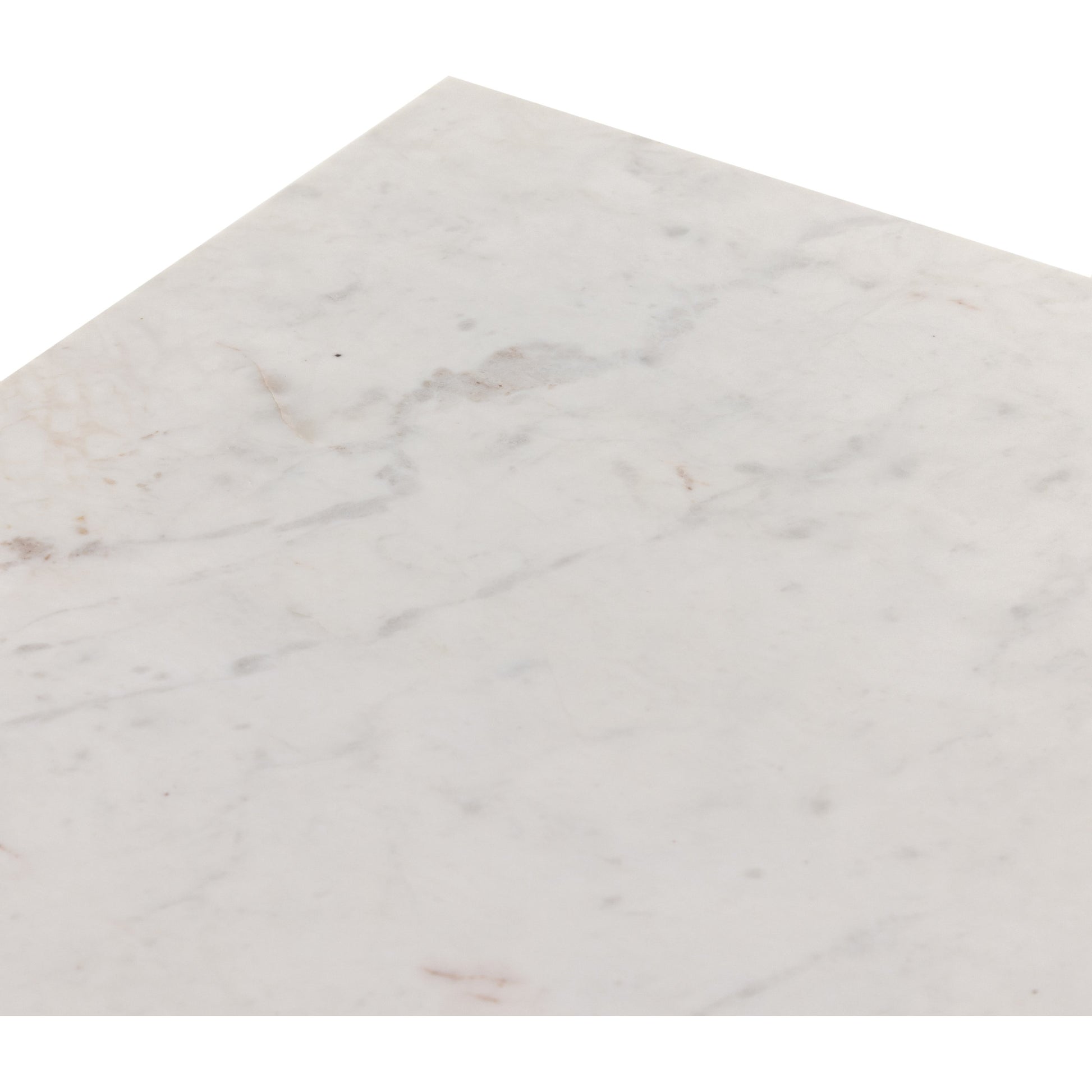 Olivia Square Coffee Table by Four Hands in antique brass, polished white marble and antique brass. Made from solid marble, iron, engineered hardwood in a modern style.