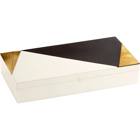 Modametric Container by Cyan Design in black - gold - white. Made from brass, resin, wood in a modern style.