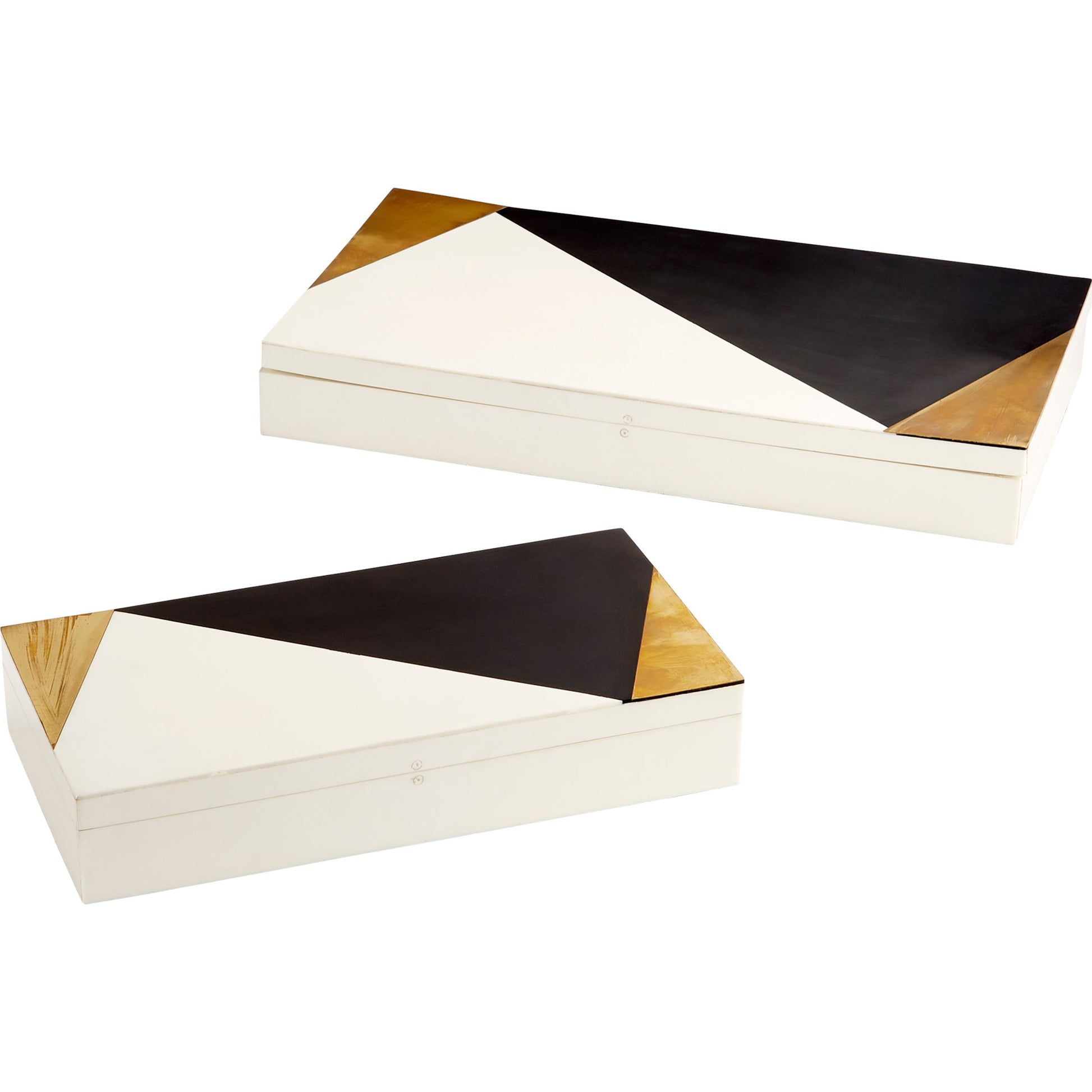 Modametric Container by Cyan Design in black - gold - white. Made from brass, resin, wood in a modern style.
