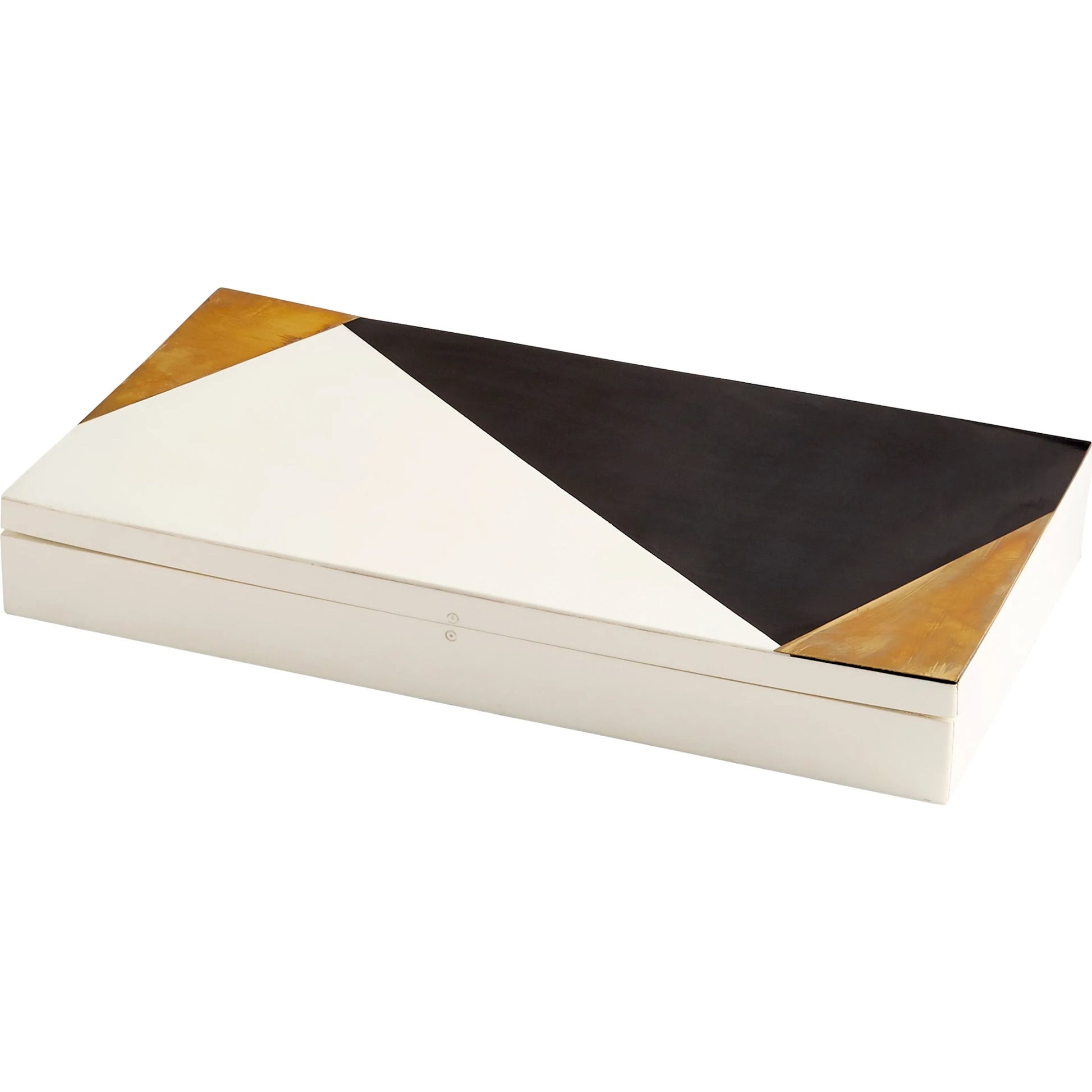 Modametric Container by Cyan Design in black - gold - white. Made from brass, resin, wood in a modern style.