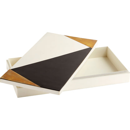 Modametric Container by Cyan Design in black - gold - white. Made from brass, resin, wood in a modern style.