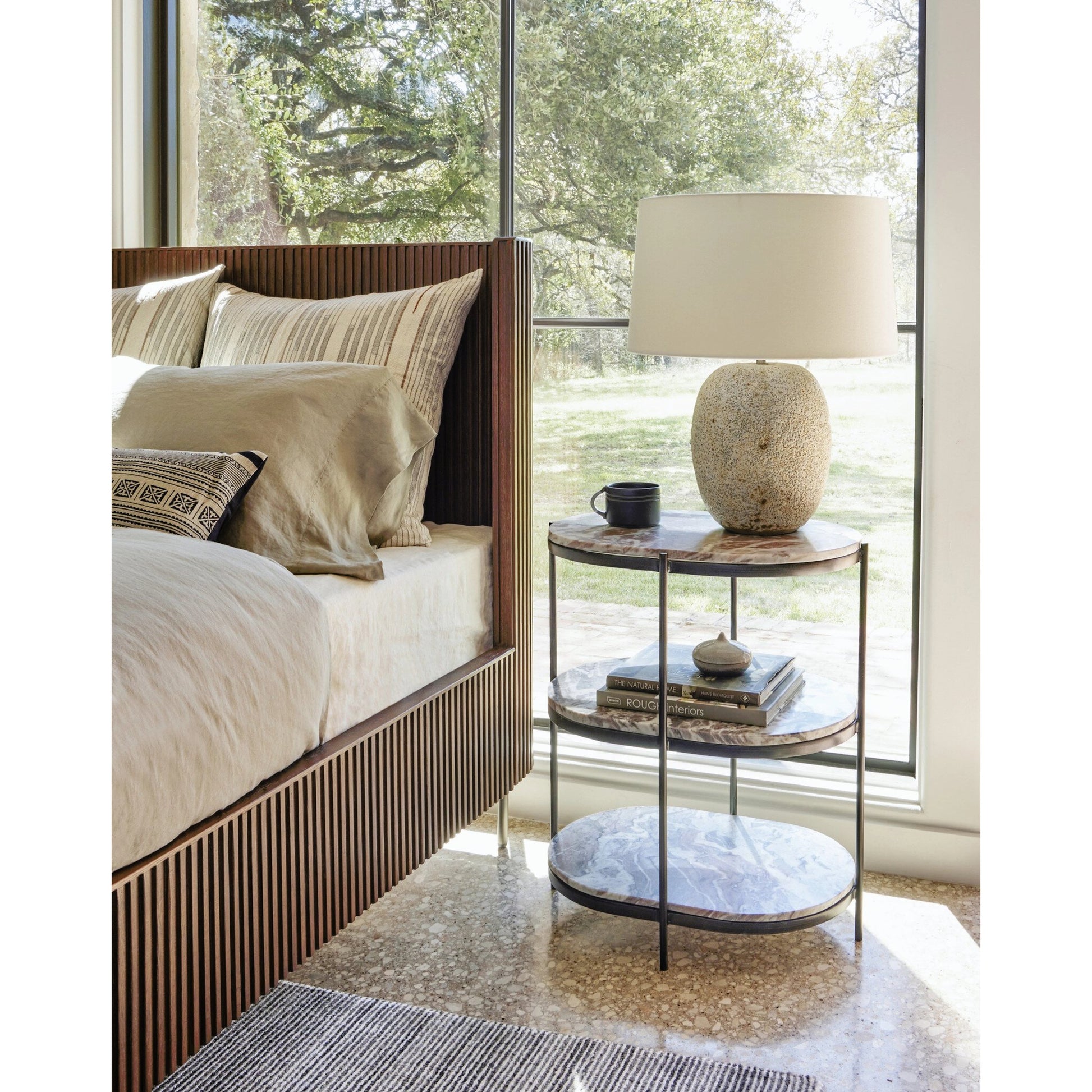 Felix Oval Nightstand by Four Hands. Made from iron, solid marble in a modern style.