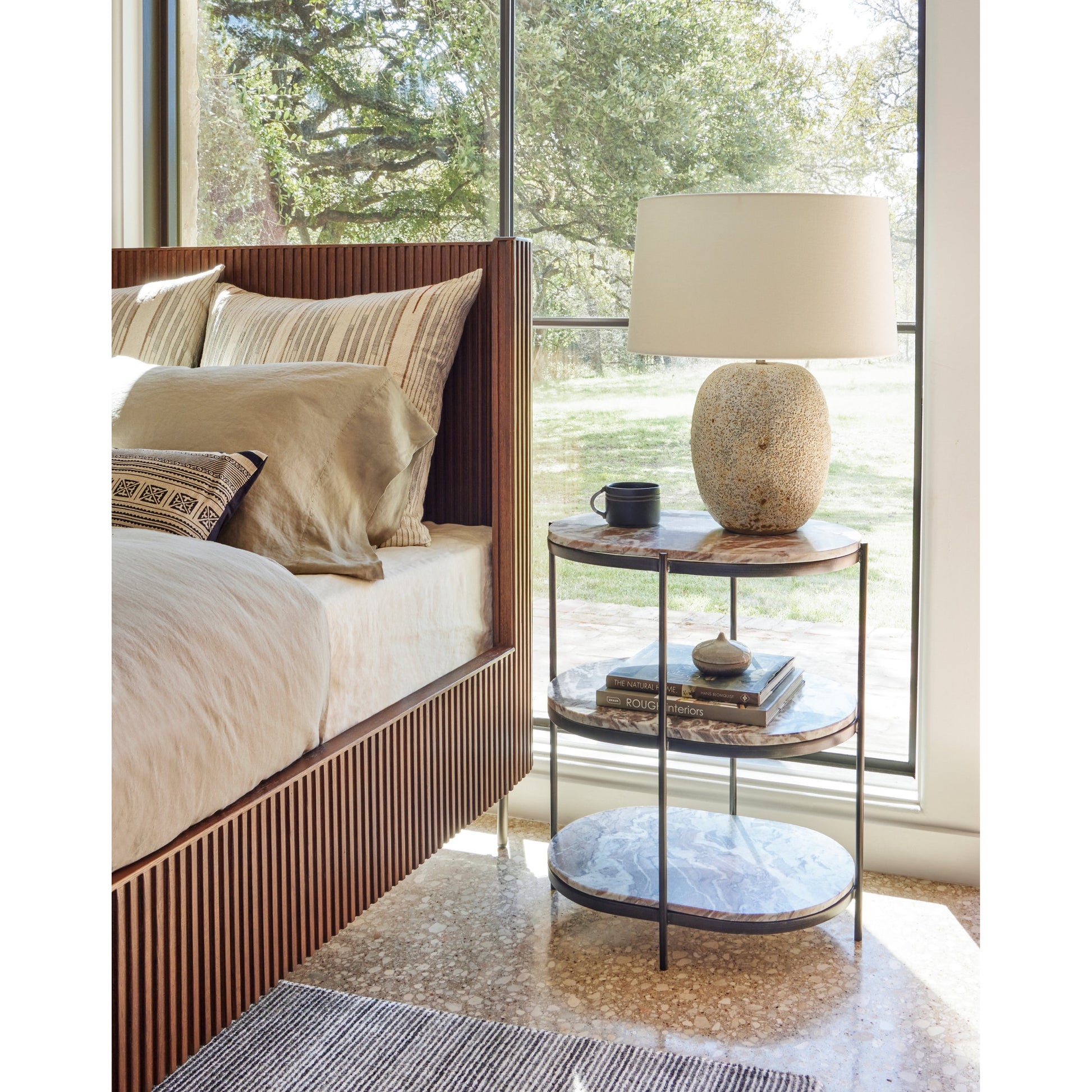 Felix Oval Nightstand by Four Hands. Made from iron, solid marble in a modern style.