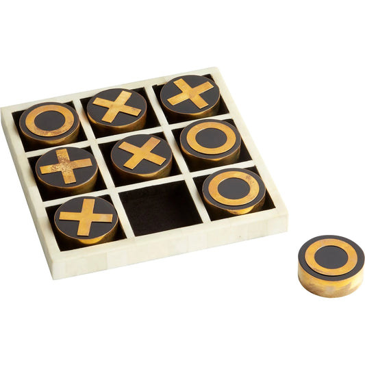 Noughts & Crosses Sculpture by Cyan Design in black - gold - white. Made from bone, iron, resin in a modern style.