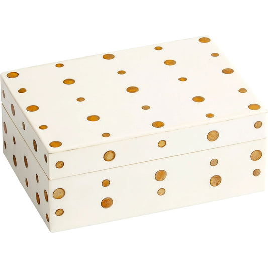 Dot Crown Container by Cyan Design in white, brass. Made from brass, resin, wood in a eclectic & global style.
