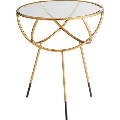 Gyroscope Side Table by Cyan Design in gold. Made from stainless steel, glass in a modern style.
