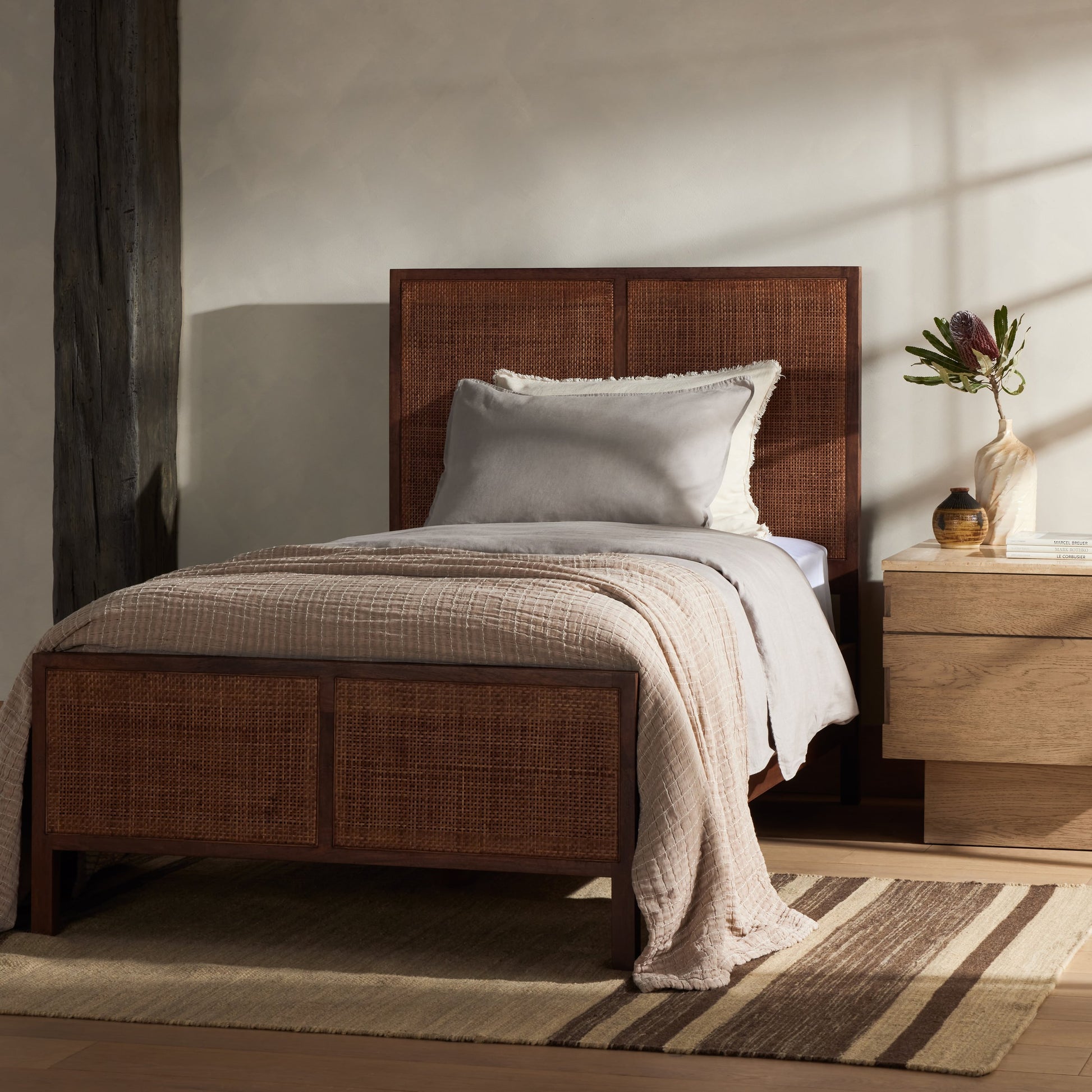 Sydney Bed by Four Hands. Made from cane, solid mango in a modern style.
