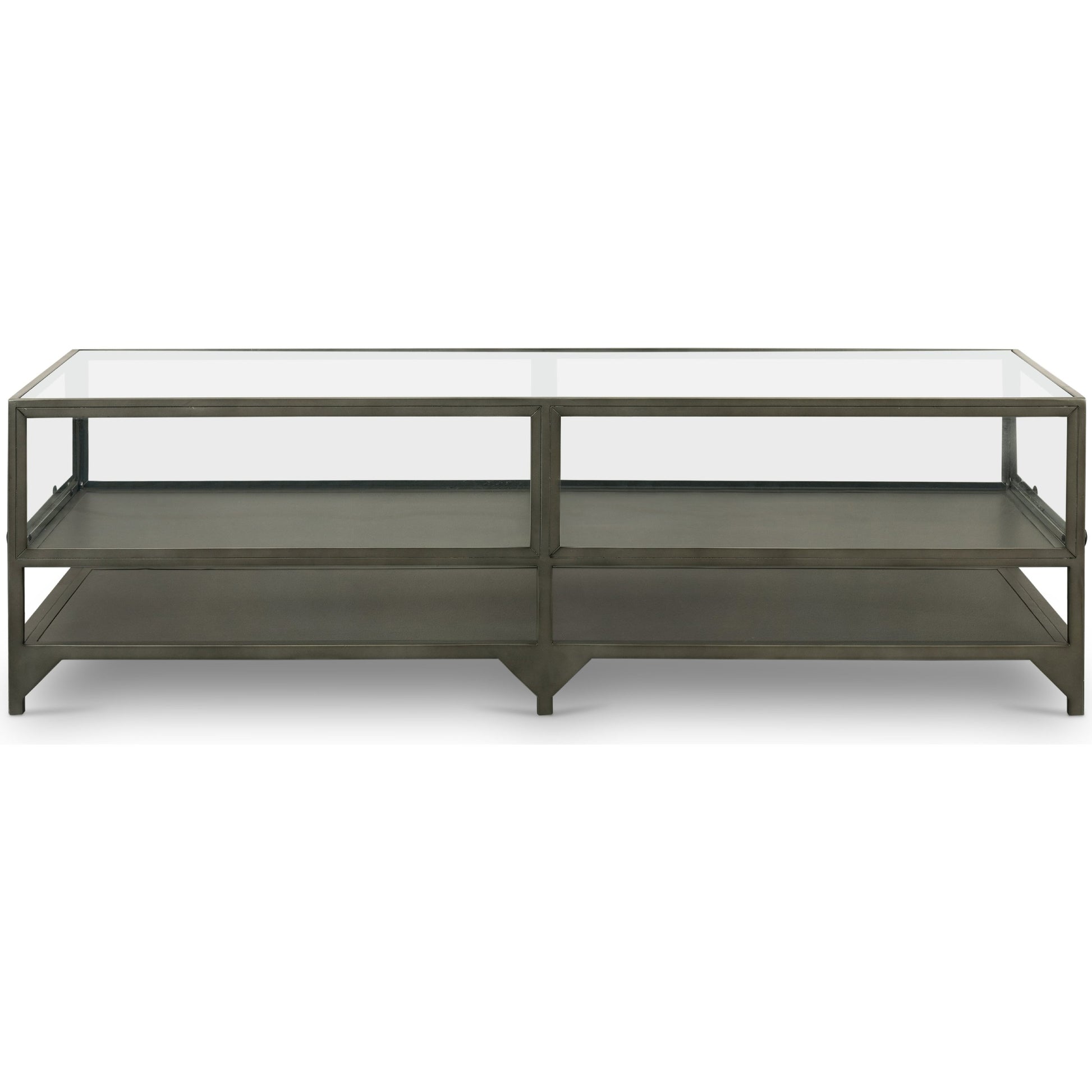 Shadow Box Coffee Table by Four Hands in black. Made from tempered glass, iron in a modern style.