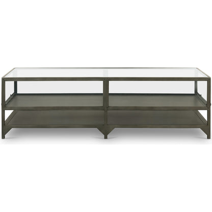 Shadow Box Coffee Table by Four Hands in black. Made from tempered glass, iron in a modern style.