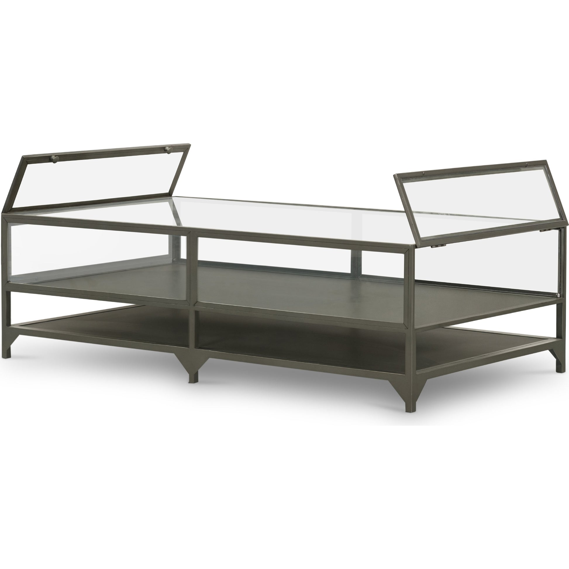 Shadow Box Coffee Table by Four Hands in black. Made from tempered glass, iron in a modern style.