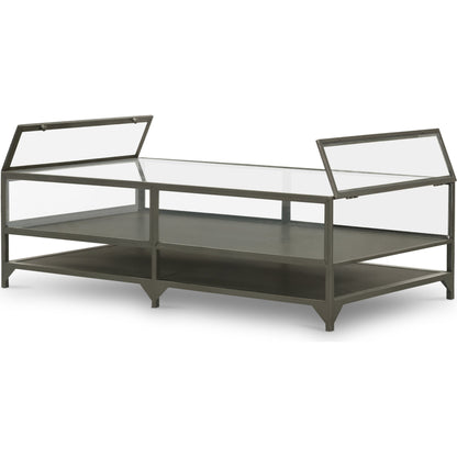 Shadow Box Coffee Table by Four Hands in black. Made from tempered glass, iron in a modern style.