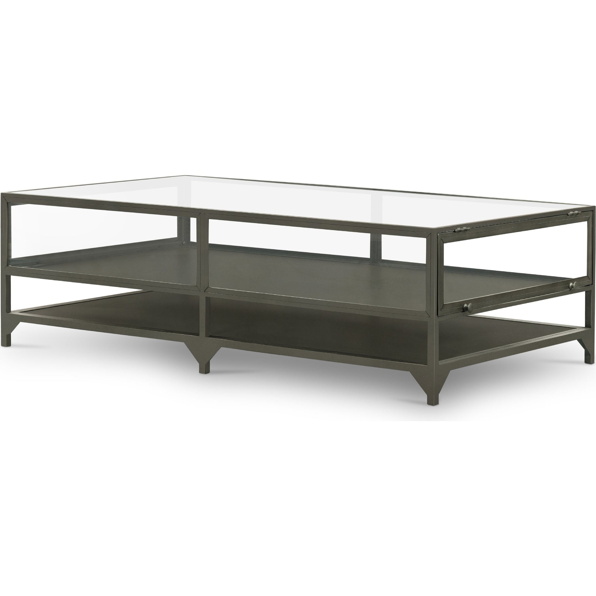 Shadow Box Coffee Table by Four Hands in black. Made from tempered glass, iron in a modern style.