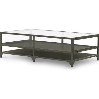 Shadow Box Coffee Table by Four Hands in black. Made from tempered glass, iron in a modern style.