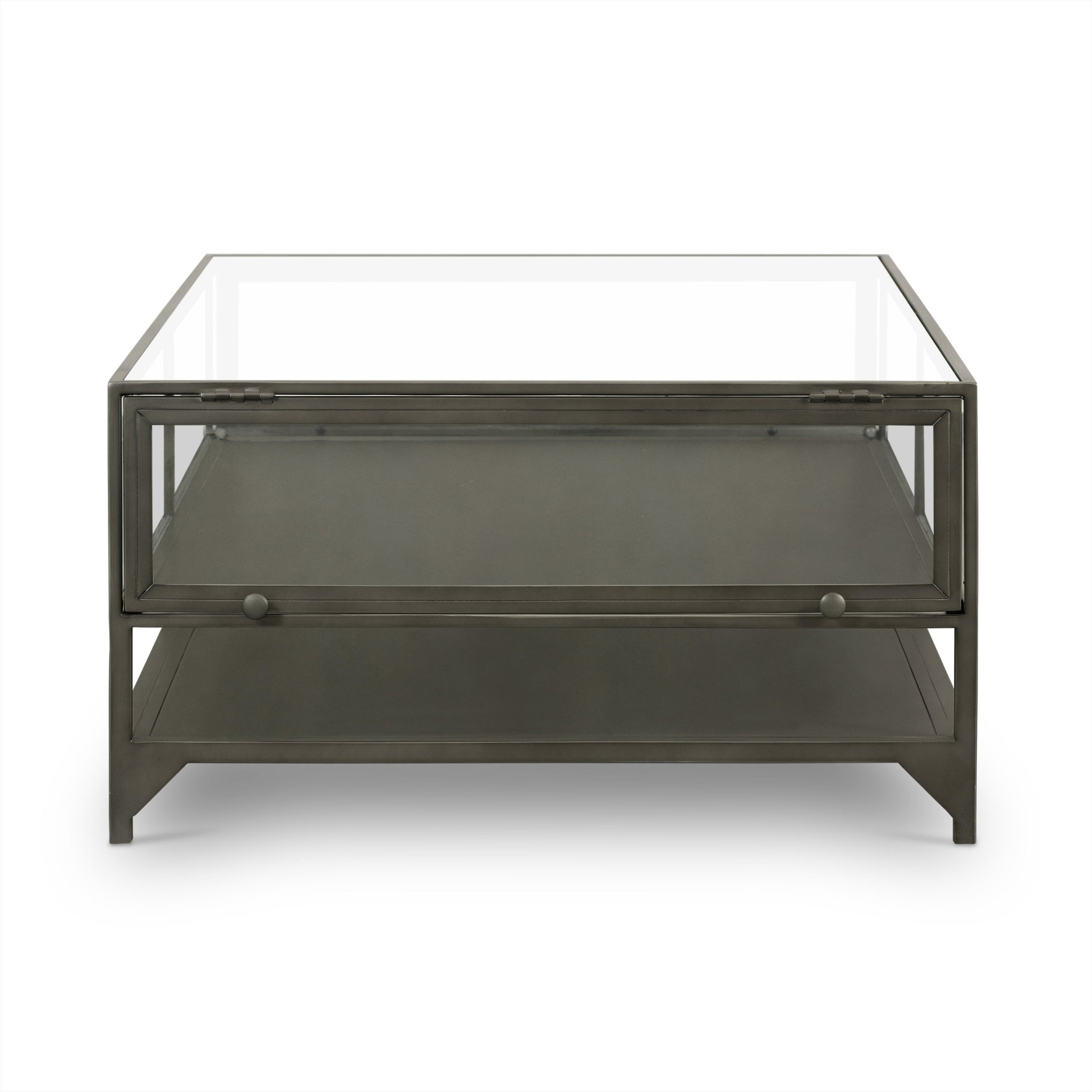 Shadow Box Coffee Table by Four Hands in black. Made from tempered glass, iron in a modern style.