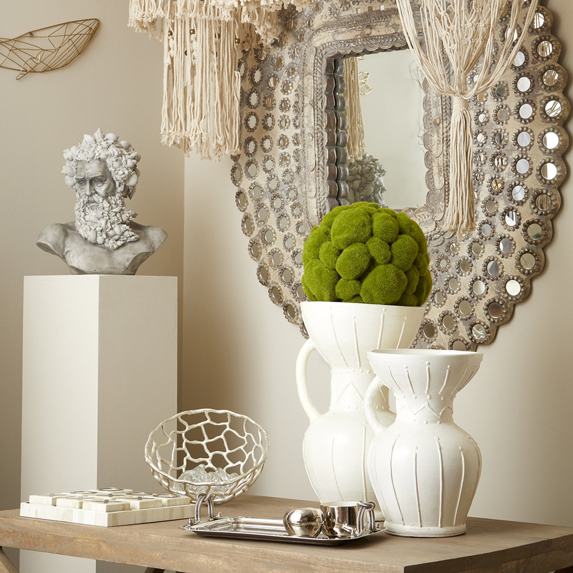 Ravine Pitcher Vase by Cyan Design in white. Made from terracotta in a cottage & farmhouse style.