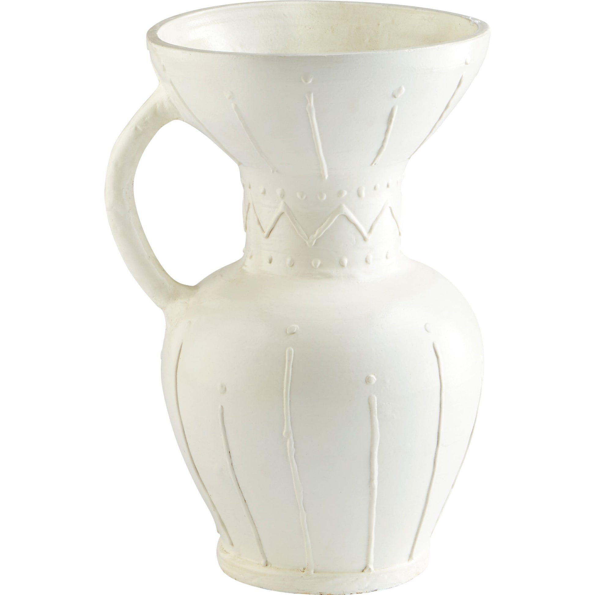 Ravine Pitcher Vase by Cyan Design in white. Made from terracotta in a cottage & farmhouse style.