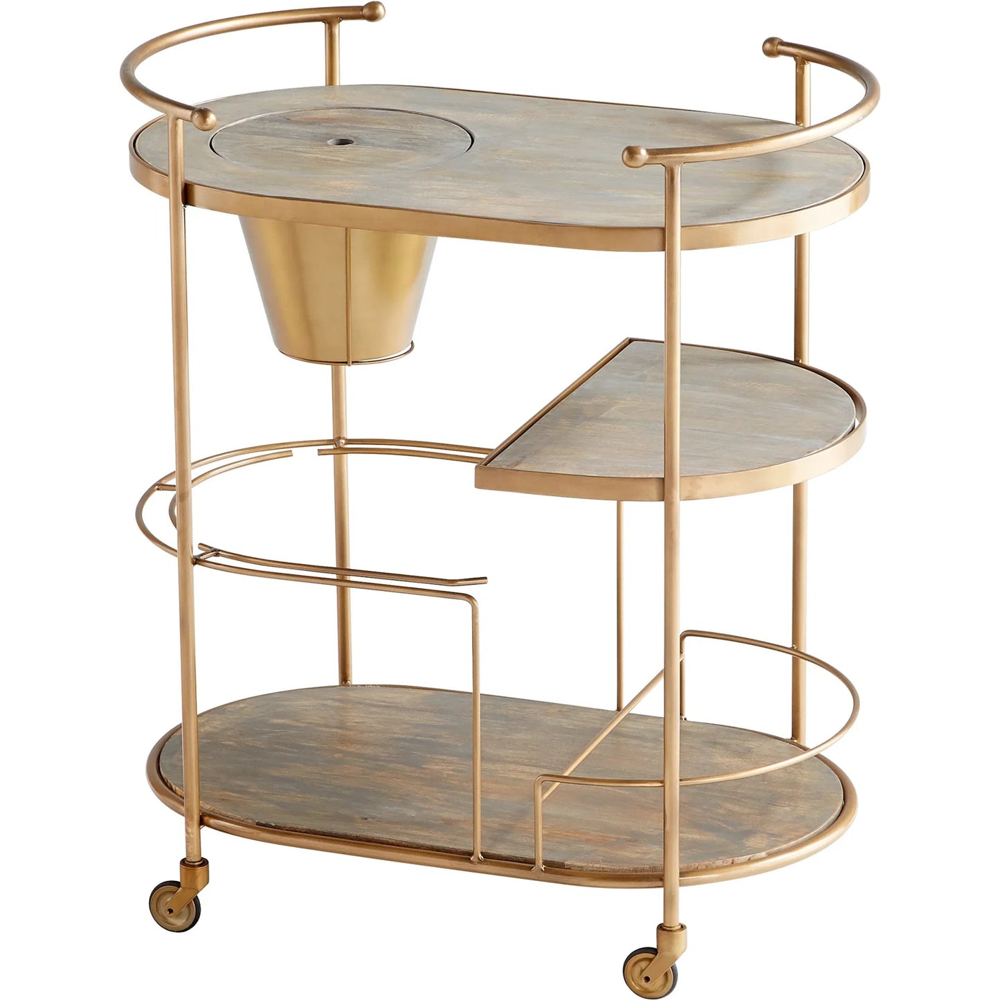 001 SR-778327 | Primary Silo | Barcraft Bar Cart by Cyan Design in antique brass. Made from stainless steel, wood in a transitional style.