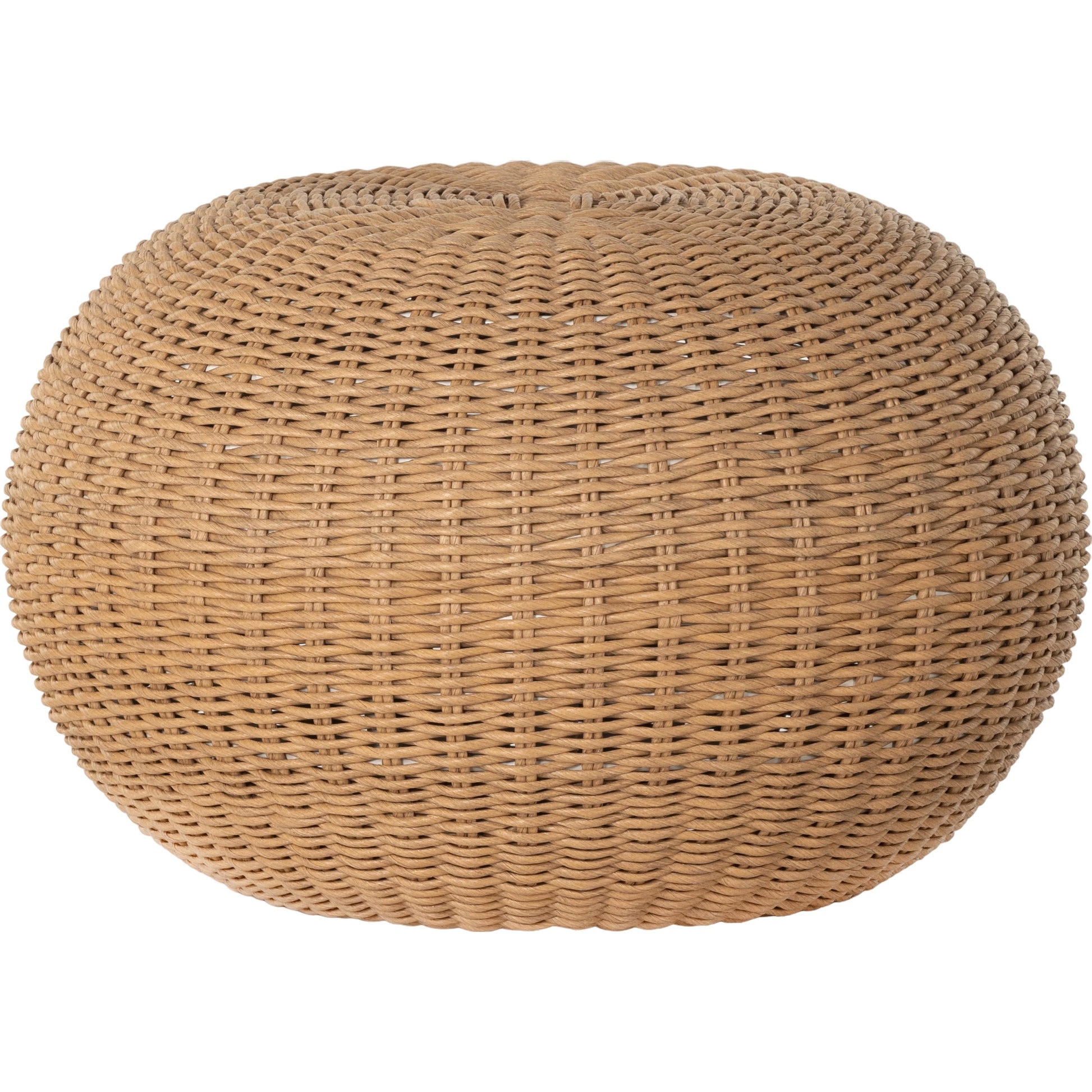 Phoenix Outdoor Accent Stool by Four Hands in vintage white. Made from 100% polyethylene, aluminum in a coastal style.