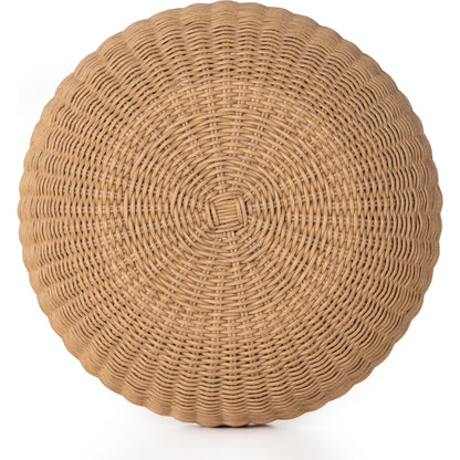 Phoenix Outdoor Accent Stool by Four Hands in vintage white. Made from 100% polyethylene, aluminum in a coastal style.