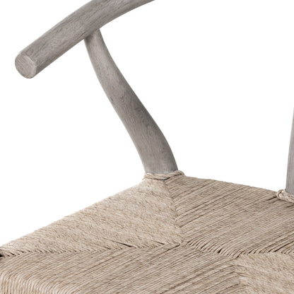 Muestra Counter Stool by Four Hands in vintage white, black teak. Made from solid teak, 100% polyethylene in a coastal style.