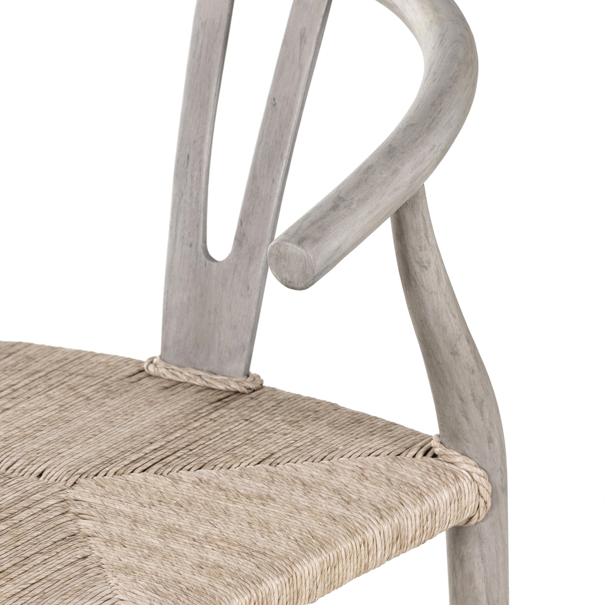 Muestra Counter Stool by Four Hands in vintage white, black teak. Made from solid teak, 100% polyethylene in a coastal style.
