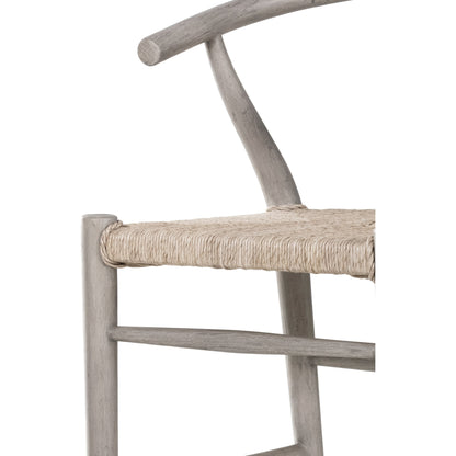 Muestra Counter Stool by Four Hands in vintage white, black teak. Made from solid teak, 100% polyethylene in a coastal style.