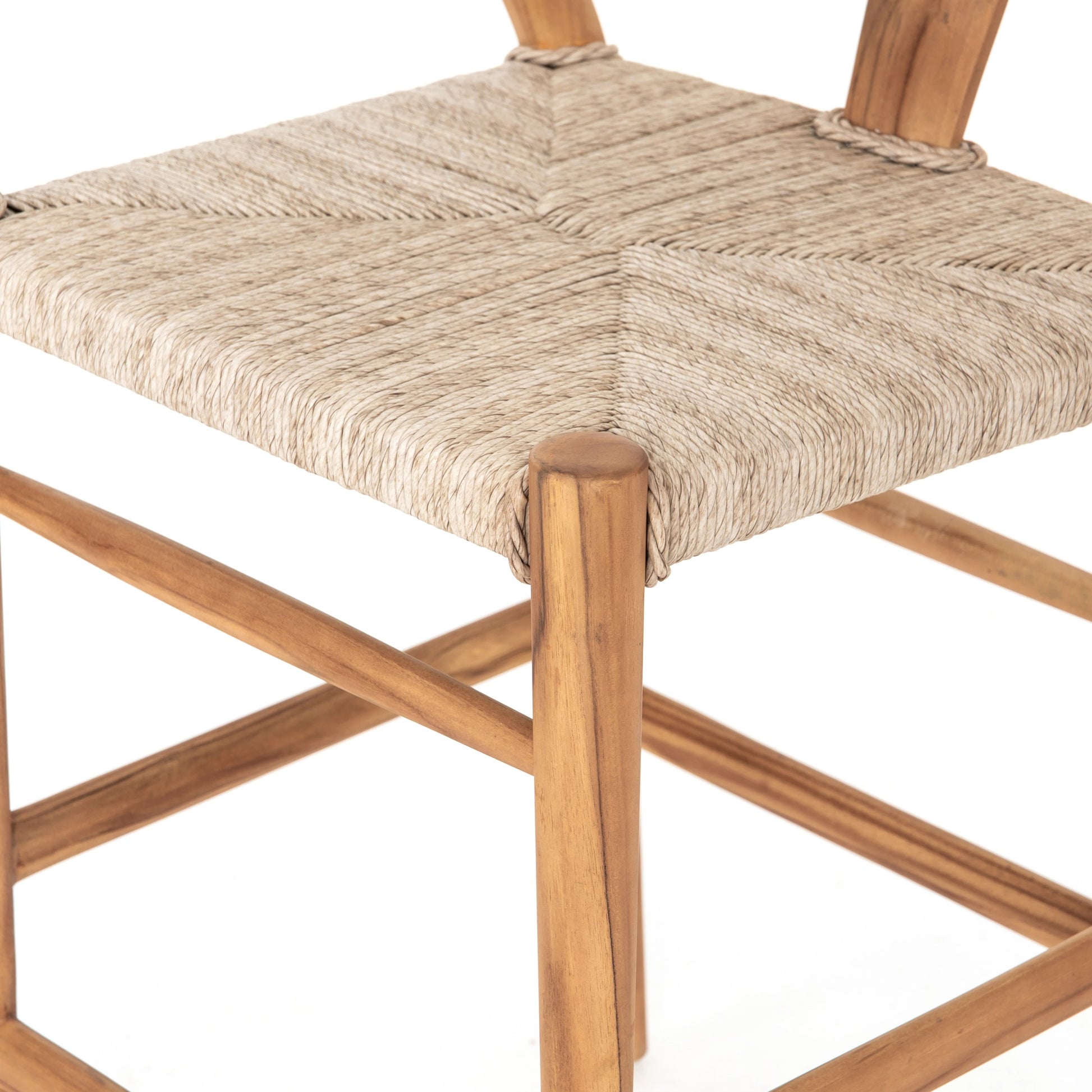 Muestra Counter Stool by Four Hands in vintage white, black teak. Made from solid teak, 100% polyethylene in a coastal style.