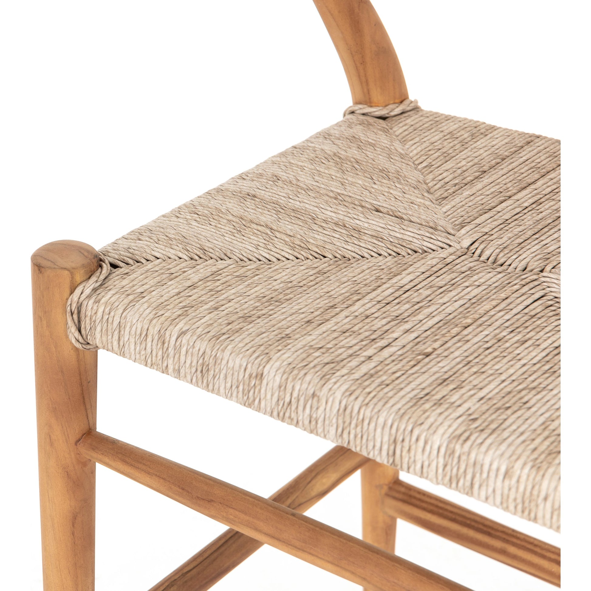 Muestra Counter Stool by Four Hands in vintage white, black teak. Made from solid teak, 100% polyethylene in a coastal style.