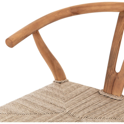 Muestra Counter Stool by Four Hands in vintage white, black teak. Made from solid teak, 100% polyethylene in a coastal style.