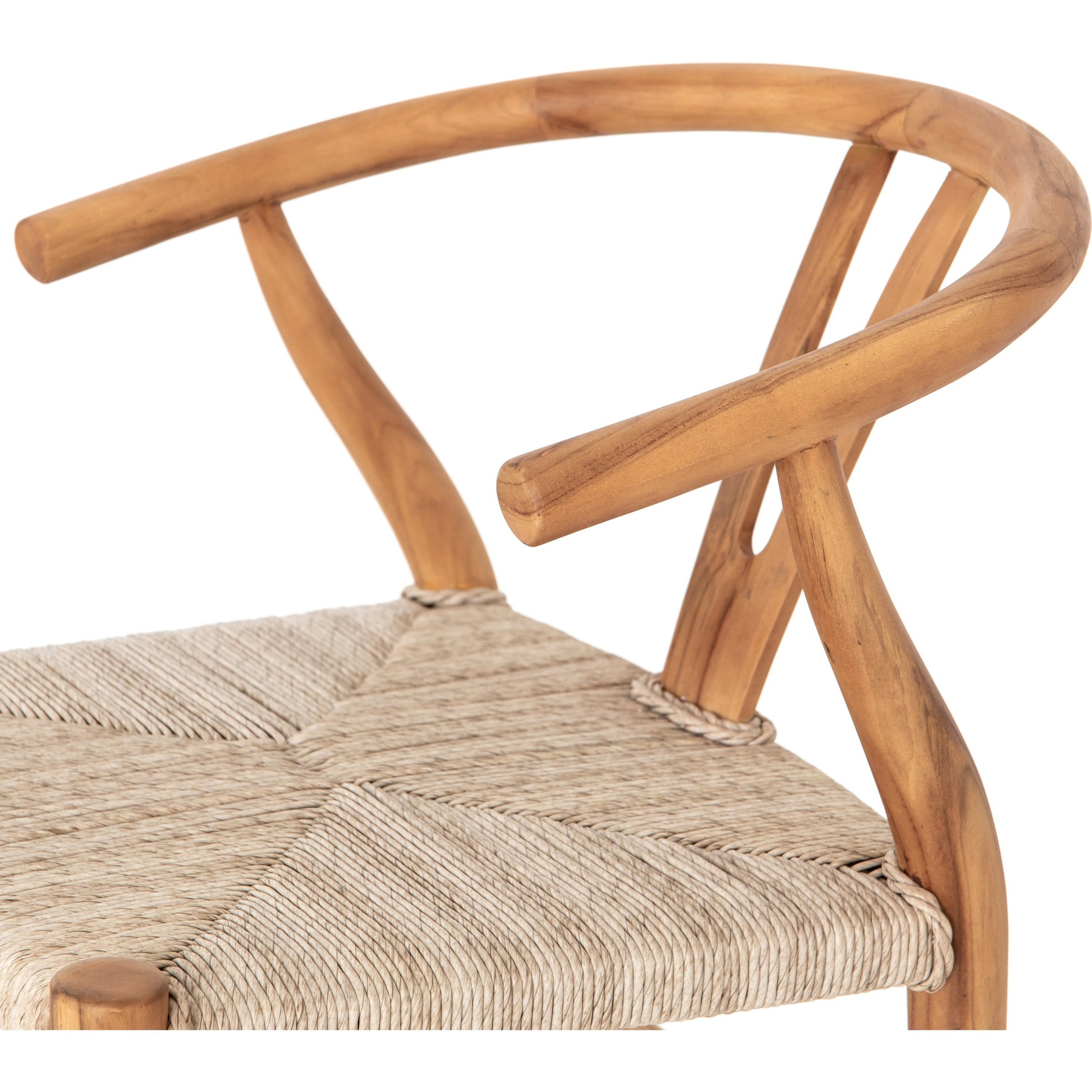 Muestra Counter Stool by Four Hands in vintage white, black teak. Made from solid teak, 100% polyethylene in a coastal style.