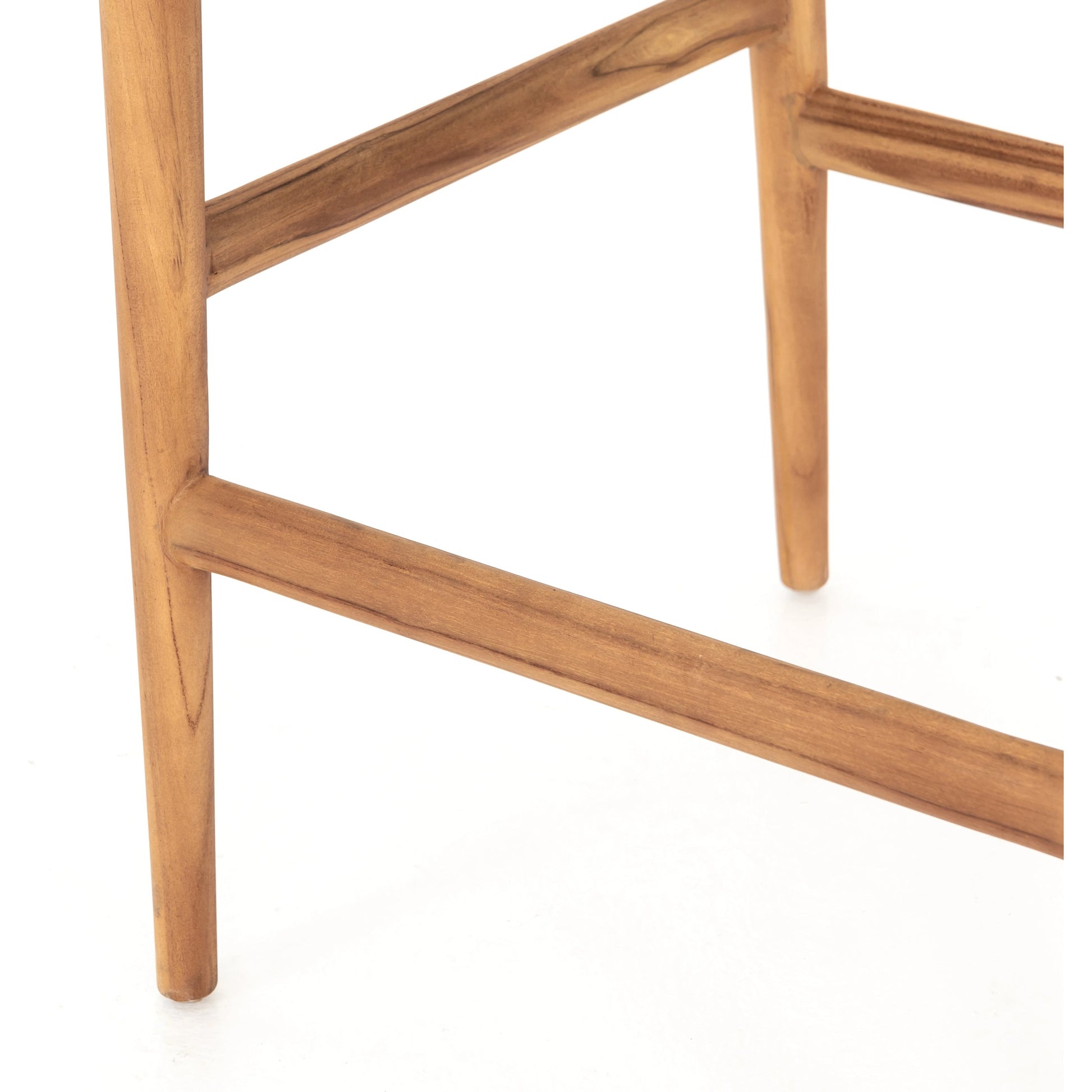 Muestra Counter Stool by Four Hands in vintage white, black teak. Made from solid teak, 100% polyethylene in a coastal style.