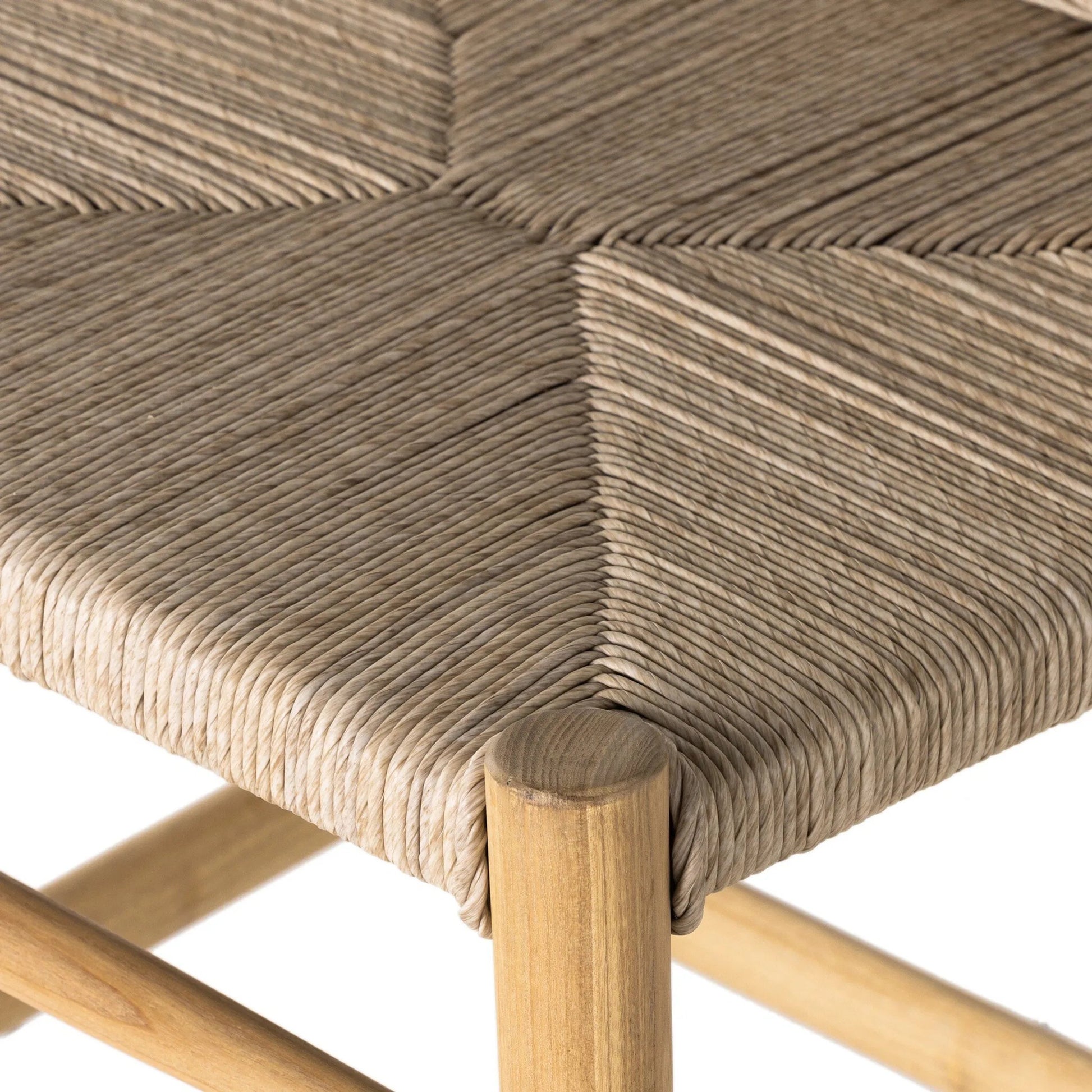 Muestra Counter Stool by Four Hands in vintage white, black teak. Made from solid teak, 100% polyethylene in a coastal style.