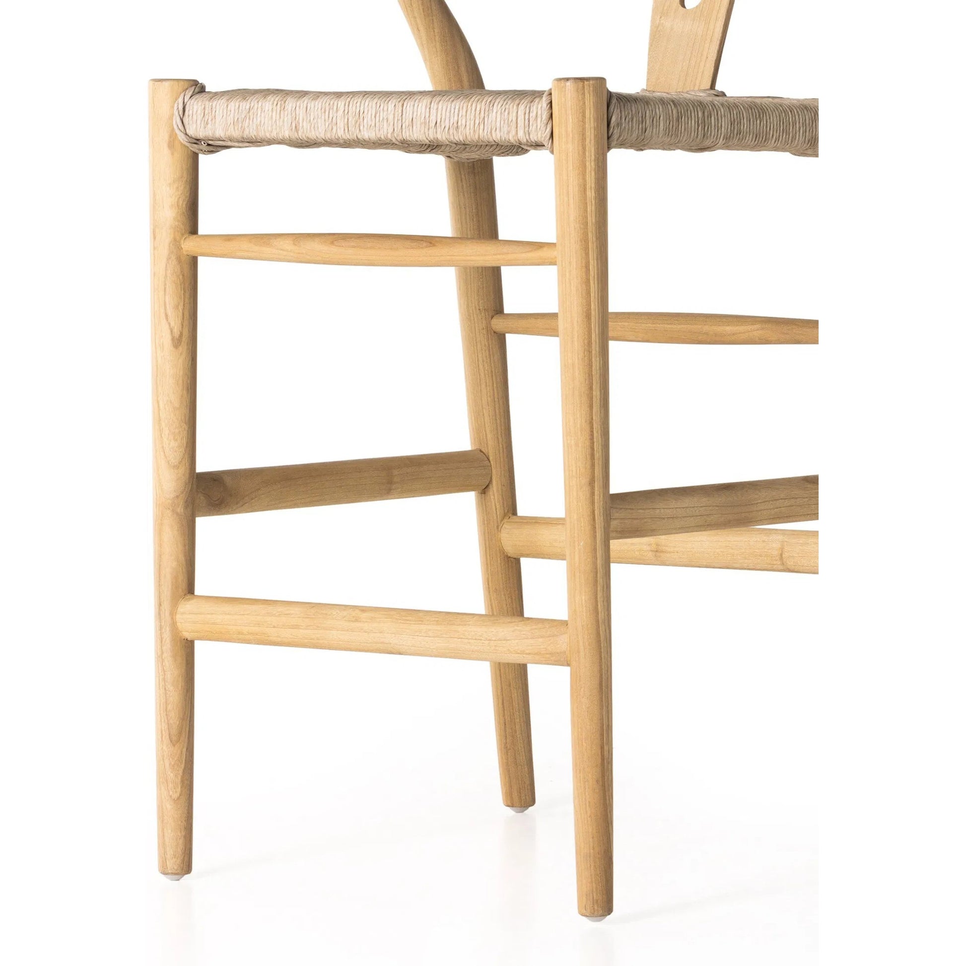 Muestra Counter Stool by Four Hands in vintage white, black teak. Made from solid teak, 100% polyethylene in a coastal style.
