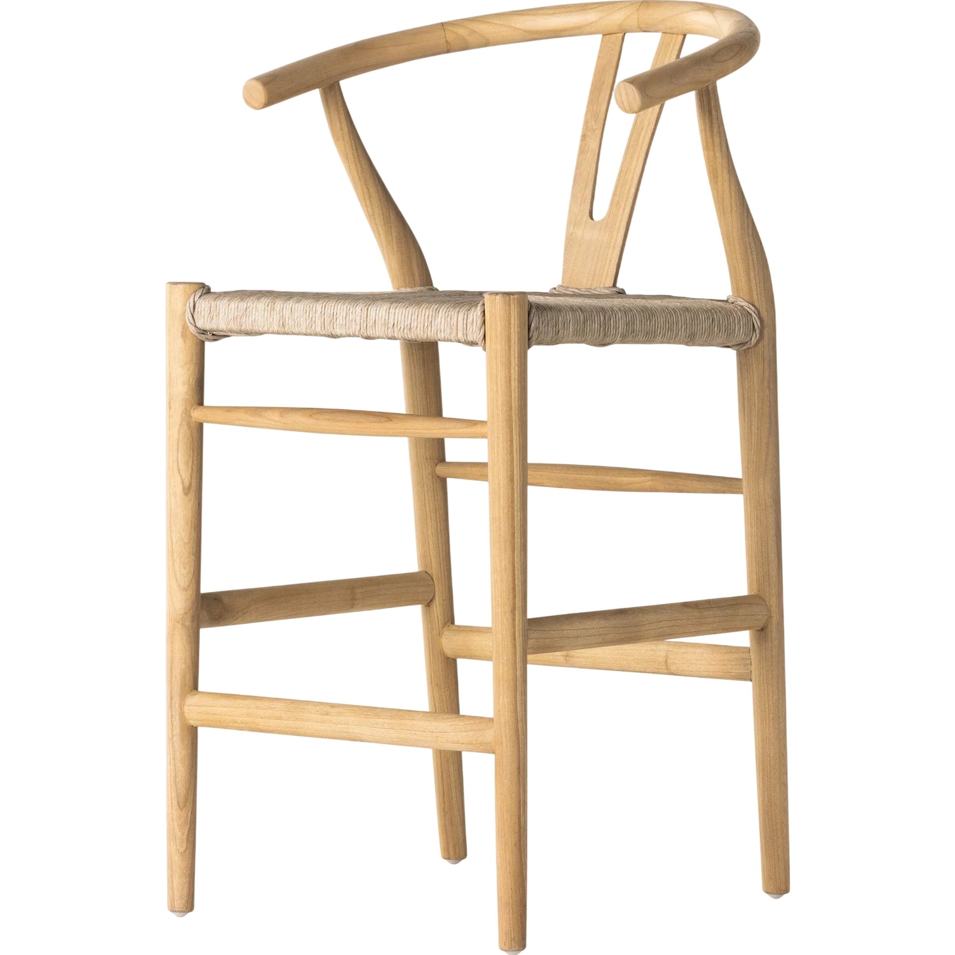 Muestra Counter Stool by Four Hands in vintage white, black teak. Made from solid teak, 100% polyethylene in a coastal style.
