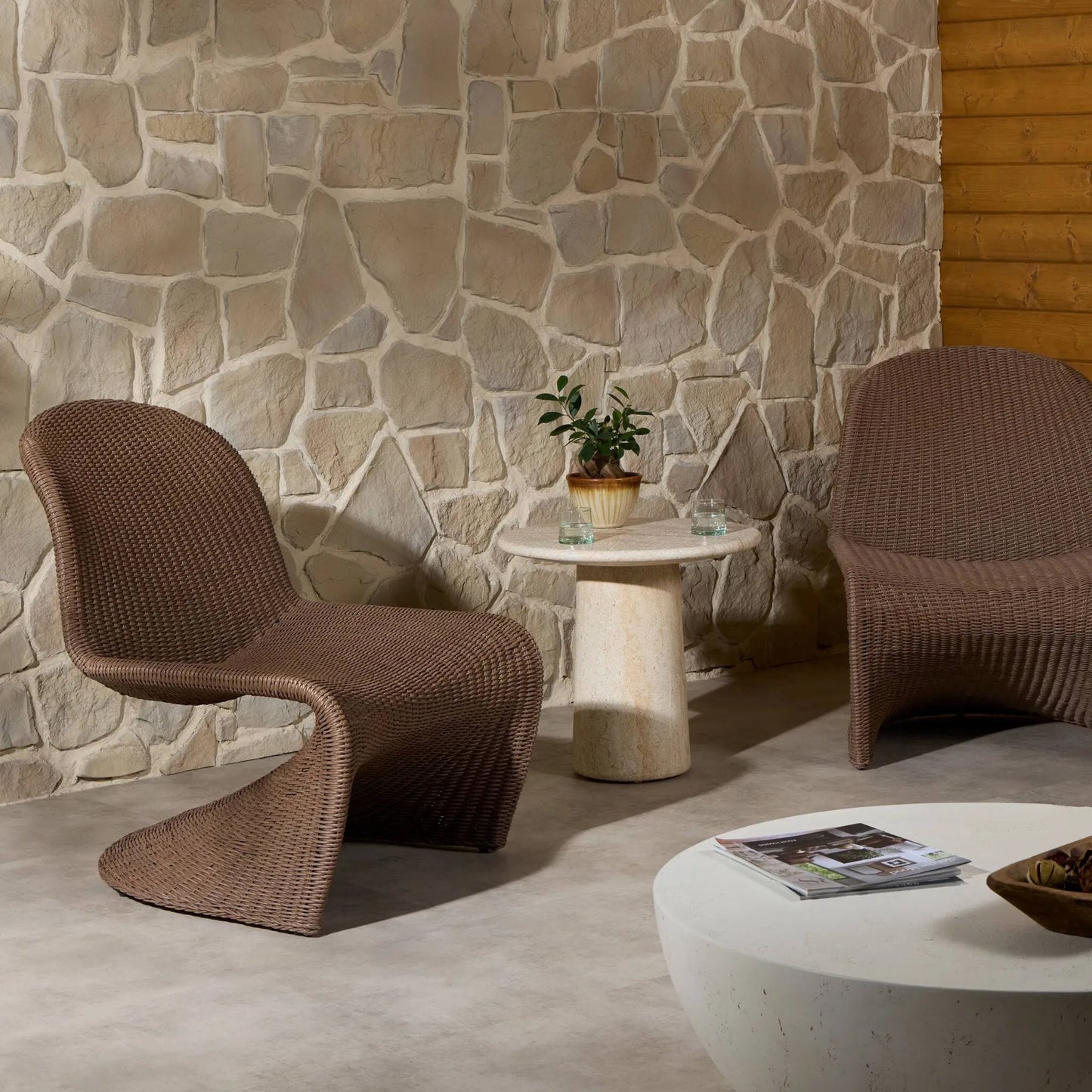 046 SI-2327590 | Lifestyle | Portia Outdoor Occasional Chair by Four Hands. Made from 100% polyethylene, iron in a coastal style.
