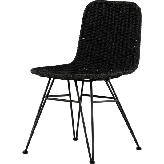Dema Outdoor Dining Chair by Four Hands in natural rope, charcoal aluminum. Made from aluminum, 100% polypropylene in a coastal style.