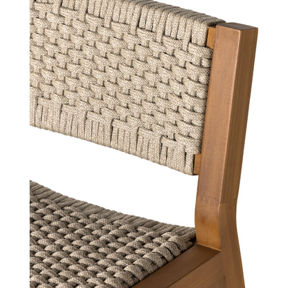 Delano Outdoor Bar Stool by Four Hands. Made from solid fsc®-certified teak, 100% polypropylene in a coastal style.