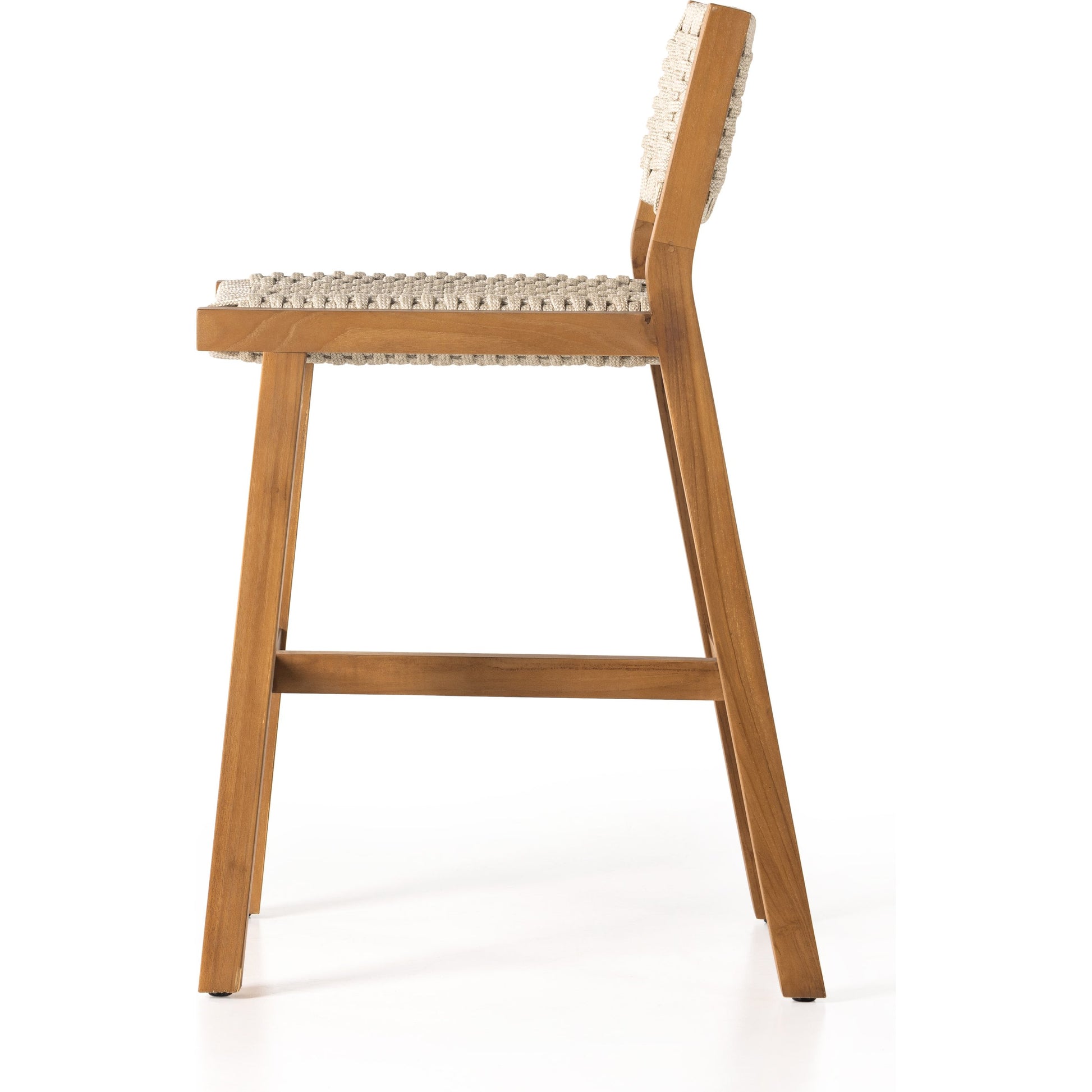 Delano Outdoor Counter Stool by Four Hands. Made from solid fsc®-certified teak, 100% polypropylene in a coastal style.